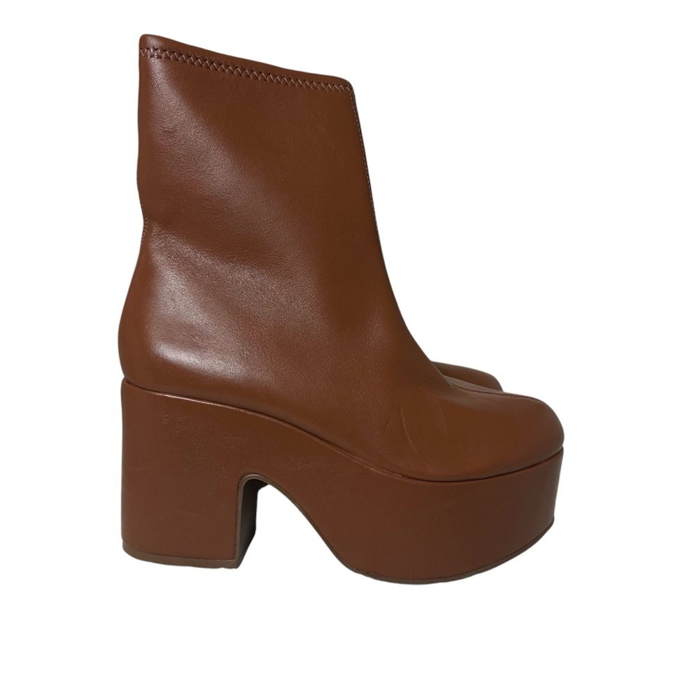 Larroude Miso Platform Boot Camel Stretch Leather Size 7 - Picture 2 of 7